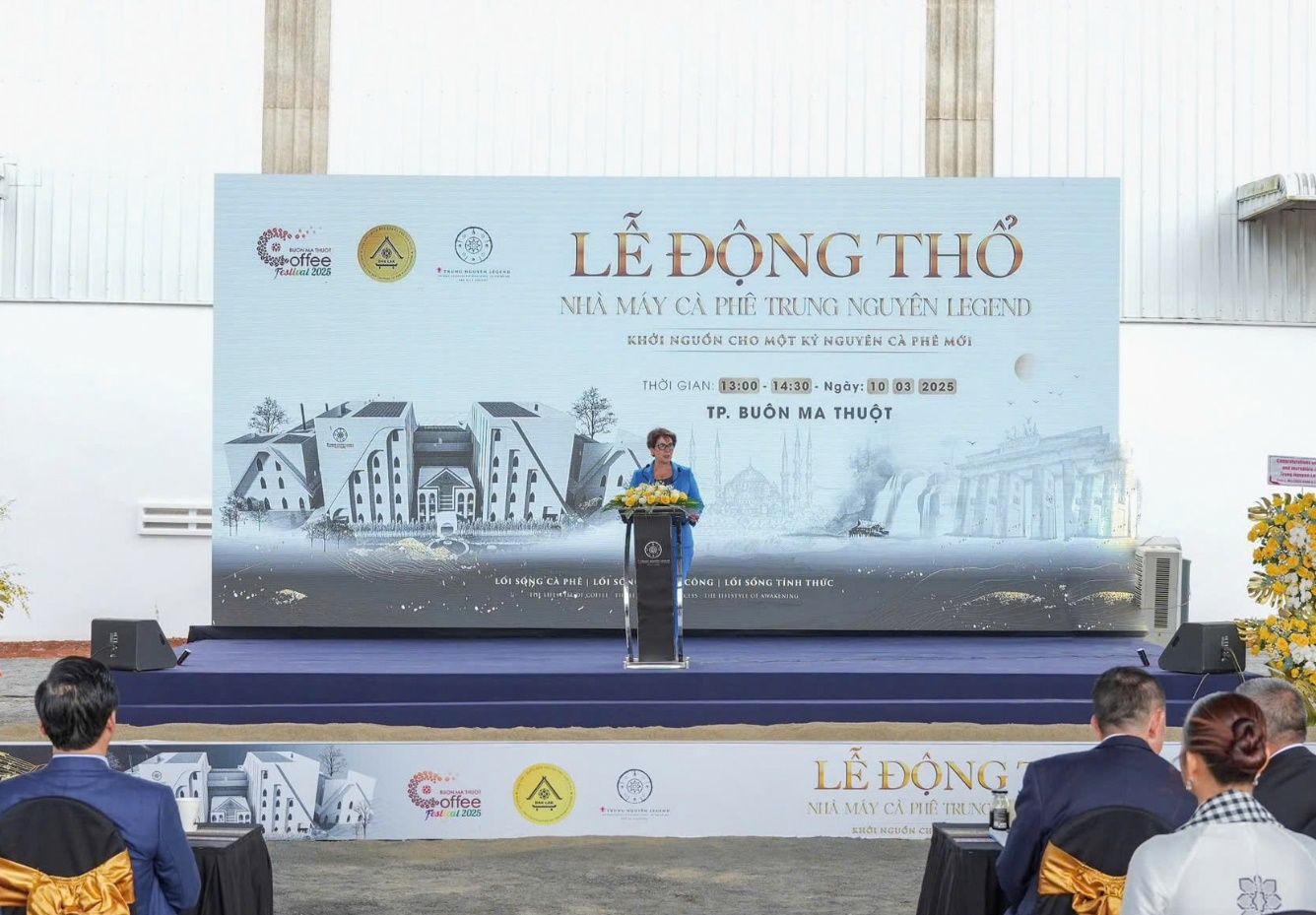 The groundbreaking ceremony for the Trung Nguyen Legend Energy Coffee Factory took place on March 10, 2025, as part of the 9th Buon Ma Thuot Coffee Festival.