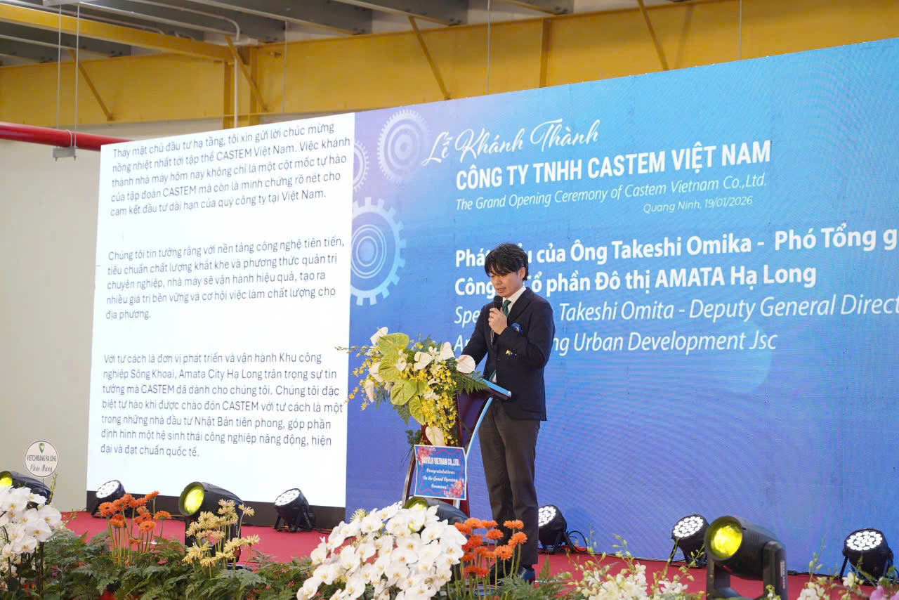 Mr. Takeshi Omika, Deputy General Director of Amata Ha Long Urban JSC, expressed confidence that Castem Vietnam will help shape a dynamic, modern, and internationally standard industrial ecosystem.